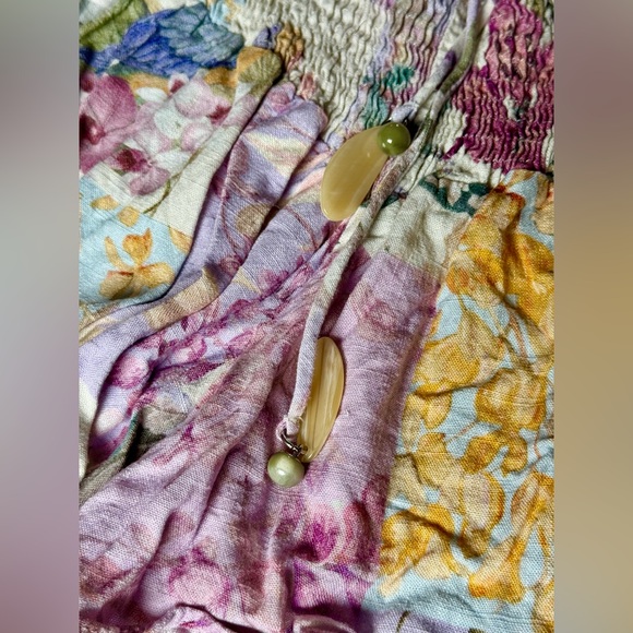 🌸 Zara Floral Smocked Pull-On Shorts | Size Medium | Boho Cottagecore - Picture 8 of 11